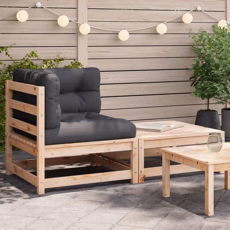 vidaXL Divano Angolare da Giardino in Legno di Pino con Cuscini e Poggiapiedi, Colore Marrone, Grigio o Antracite