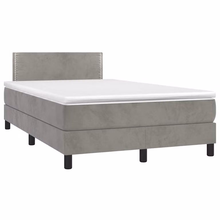 vidaXL Letto Ibrido con Materasso e Illuminazione LED in Velluto Grigio L/P/H: 120 x 200 x 88 cm