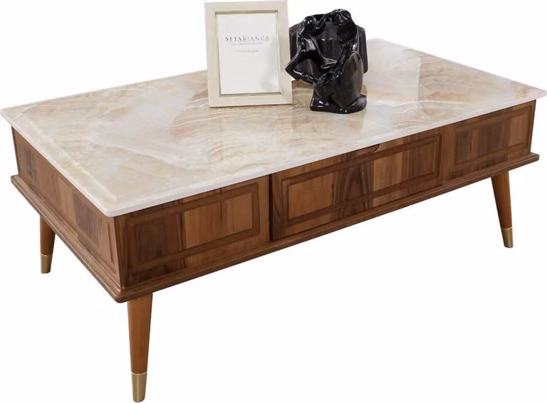 Design Couchtisch Wohnzimmer Steinoptik Tisch Beistelltisch Tische 160x68cm