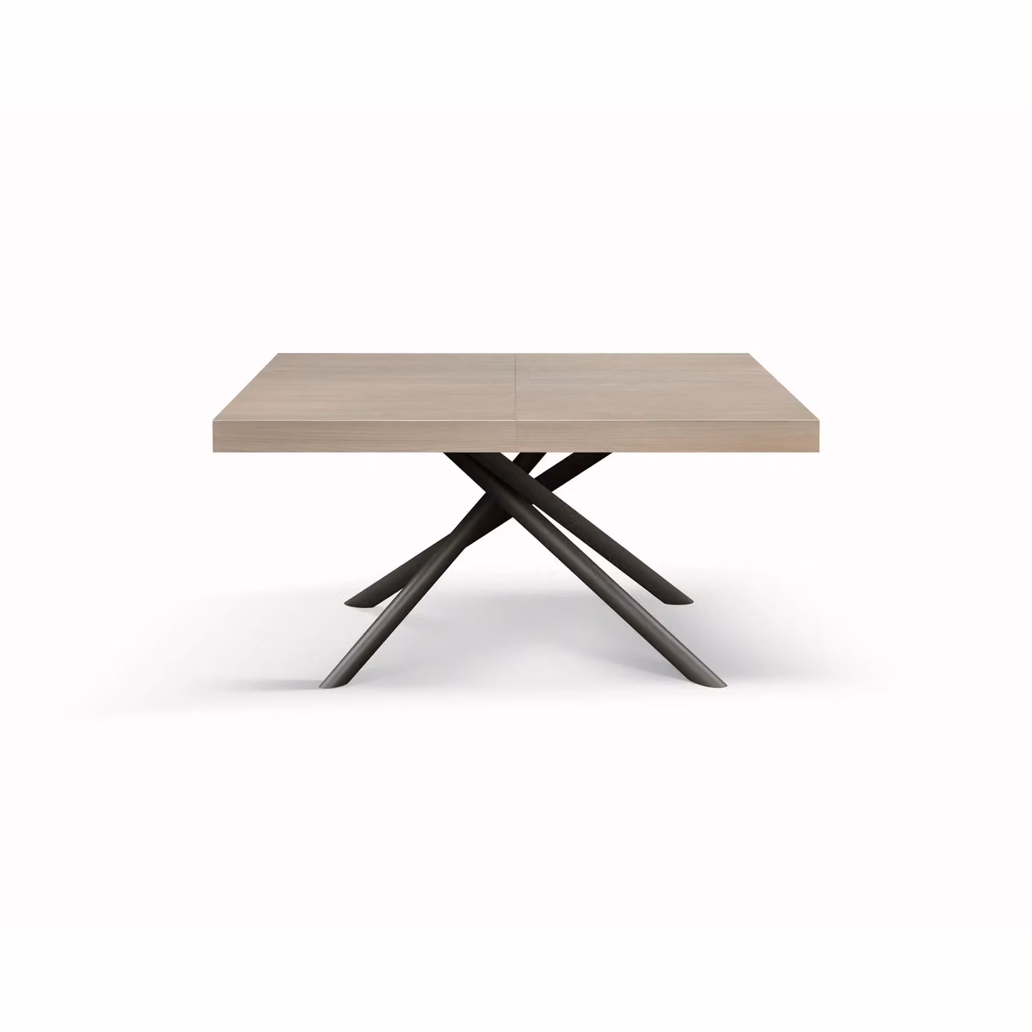 Tavolo CARRARA in legno, finitura olmo perla e base in metallo verniciato antracite, allungabile 140×90 cm – 220×90 cm
