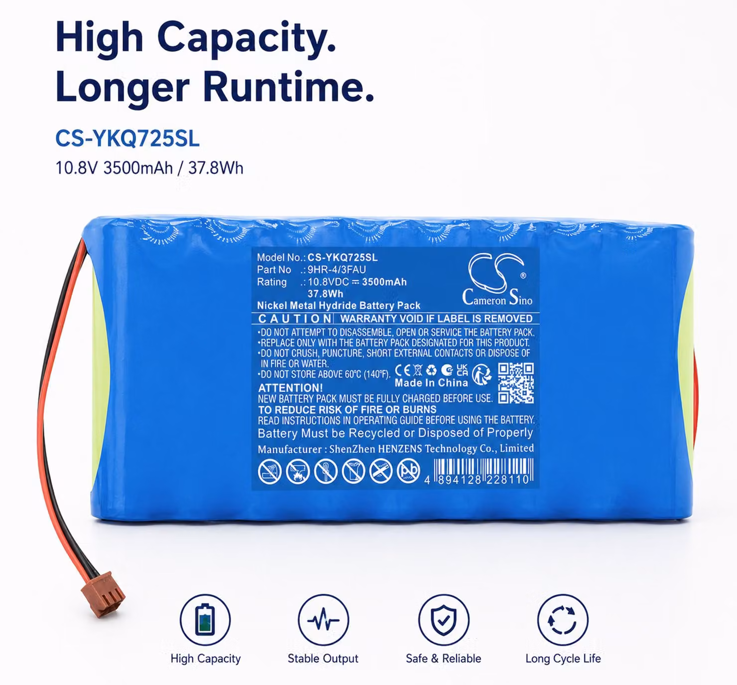 TECHTEK Batteria compatibile con [Yokogawa] AAQ7250 sostituisce 9HR-4/3FAU