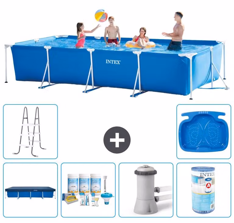 Piscina fuori terra rettangolare - 450x220x84 cm - 7 pezzi - Modello S30258