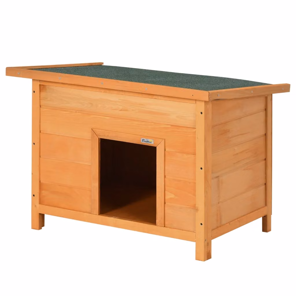 Casetta per cani Minimal in legno di pino color naturale, impermeabile con tetto rimovibile e pavimento rialzato, L: 82 cm, P: 58 cm, H: 58 cm – 2