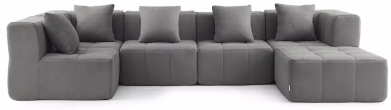 MILYSOFA SOFABULOUS: divano angolare modulare a 5 posti con chaise longue, raffinato tessuto a ricami, grigio nuvola