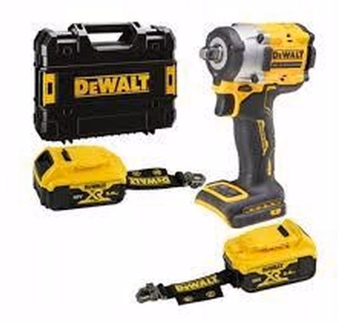 Chiave a percussione DEWALT 1/2" 18V DCF921P2LRT, 406Nm, 2x5.0Ah, TSTAK, gamba di sicurezza, senza caricatore, cordino pronto, alte prestazioni per lavori professionali