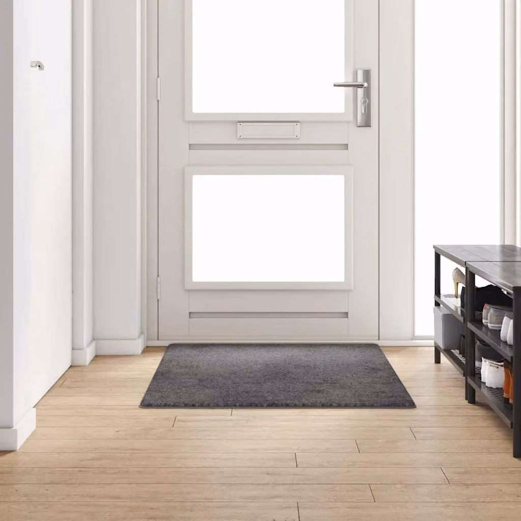 Runner in moquette vidaXL grigio, 100 x 150 cm, in polipropilene hand-tufted, antiscivolo e resistente alle macchie