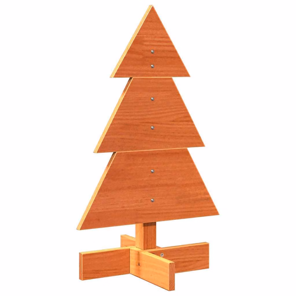 Albero di Natale Marrone Cera 60 cm in Legno Massello di Pino