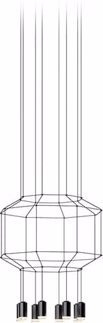 Lampada a sospensione Vibia Wireflow con 8 luci LED, colore nero, regolabile e dimmerabile