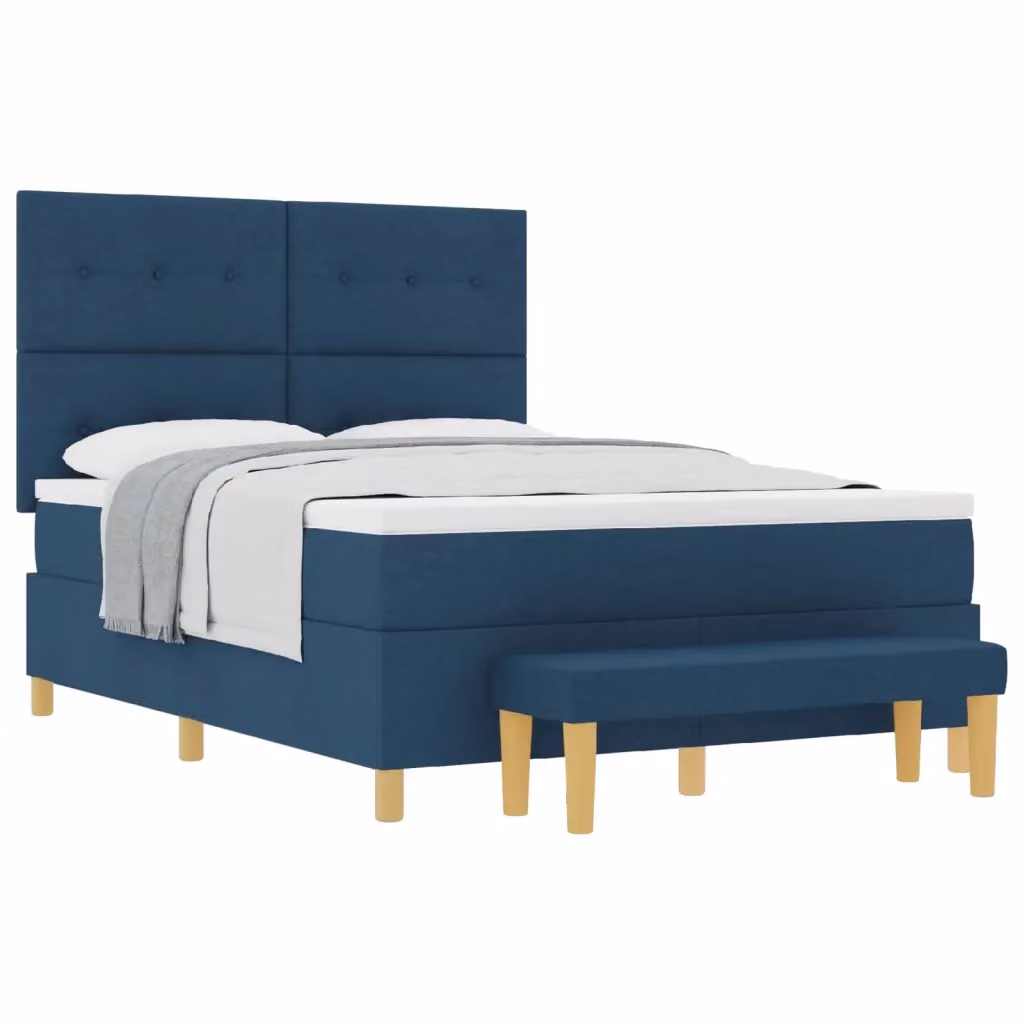 Letto a molle con testiera vidaXL in tessuto blu L 140 cm x P 200 cm x H 203 cm – 2
