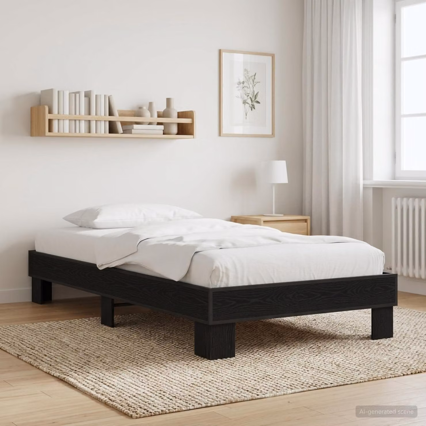 Struttura del letto moderna vidaXL in legno nero L: 80 cm, P: 200 cm, H: 140 cm