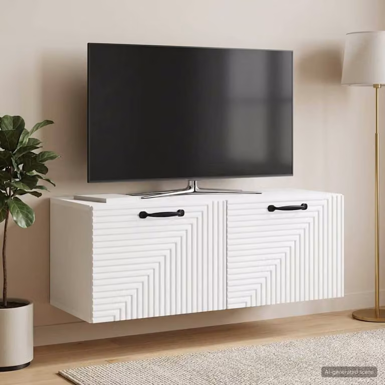 vidaXL Mobile Porta TV da Muro Bianco Moderno in MDF L: 78,5 cm, P: 31 cm, H: 30 cm