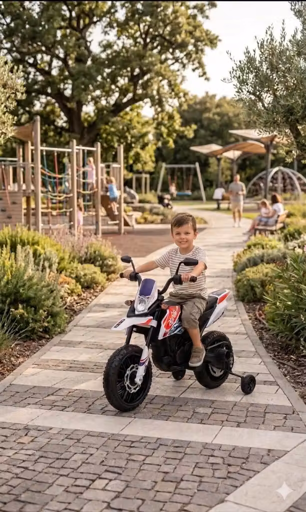 Moto Elettrica per Bambini Aprilia RX-125 Small 12V Bianco con Sedili in Pelle, Luci LED, Bluetooth e Sospensioni a Molla – 2