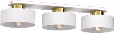 Plafoniera a barra Marti Luminex in metallo bianco e oro con 3 lampadine E27 sostituibili