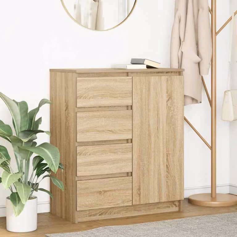 Credenza con cassetti vidaXL in rovere sonoma marrone, L: 71 cm, P: 35 cm, H: 84 cm