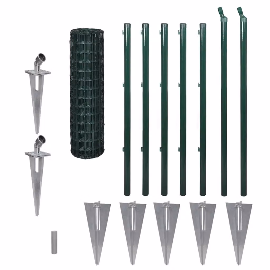 Recinzione Euro vidaXL in acciaio rivestito in PVC verde, L: 10 m, H: 1 m – 2
