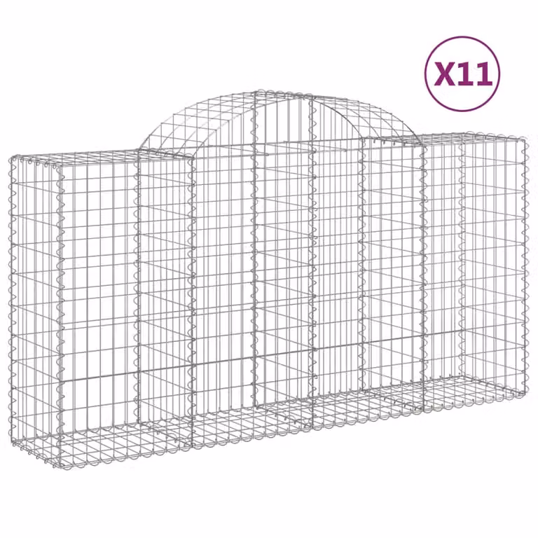 Cesti Gabbioni ad Arco 11 pz 200x50x100/120 cm Ferro Zincato