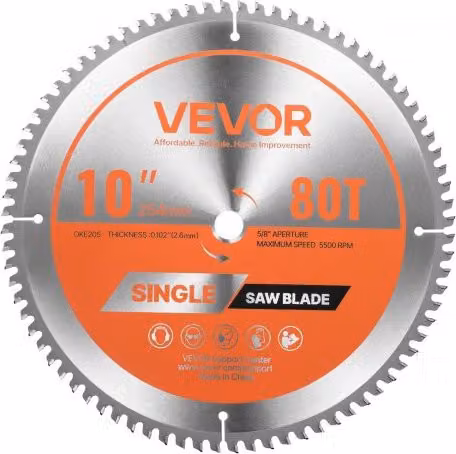 Lama circolare VEVOR per troncatrice da 254 mm, 80 denti, colore argento, per taglio di legno, metallo, alluminio e acciaio
