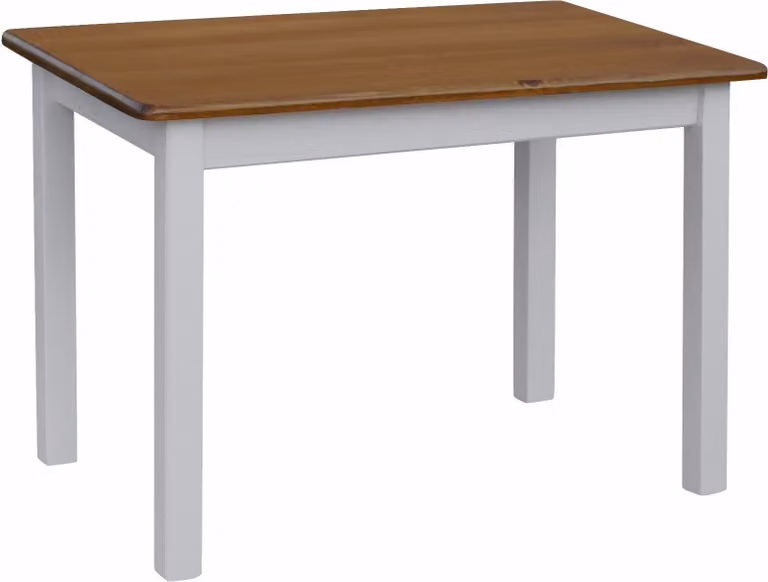 Tavolo bianco in legno di pino massiccio con piano di colore rovere 90 x 60 cm