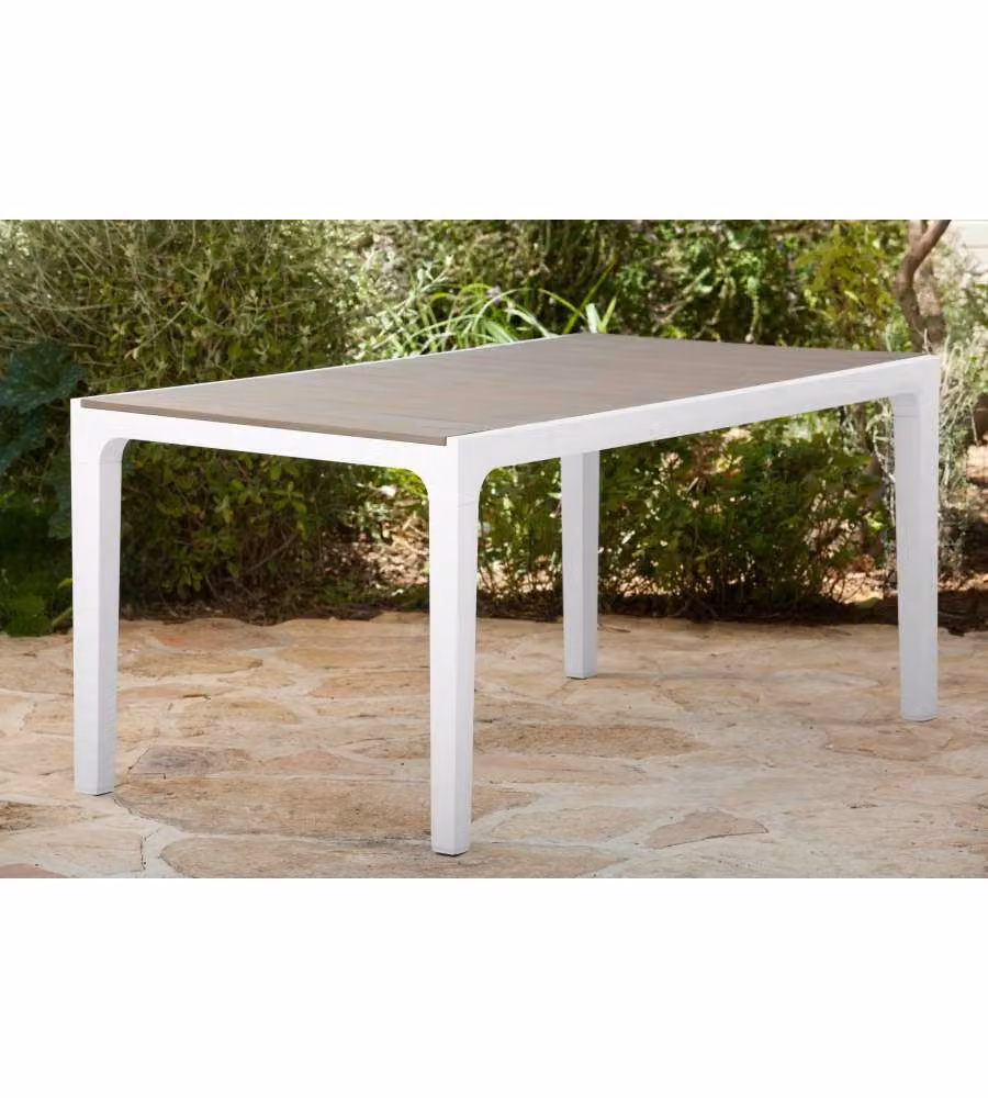 Tavolo da giardino rettangolare Keter Harmony Bianco e Beige L: 160 cm, P: 90 cm, H: 74 cm – 1