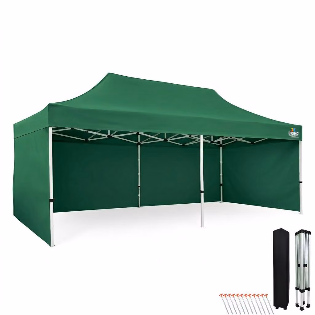 Tenda da giardino 3x6, gazebo pieghevole impermeabile 330 g/m², struttura in acciaio + 3 pareti