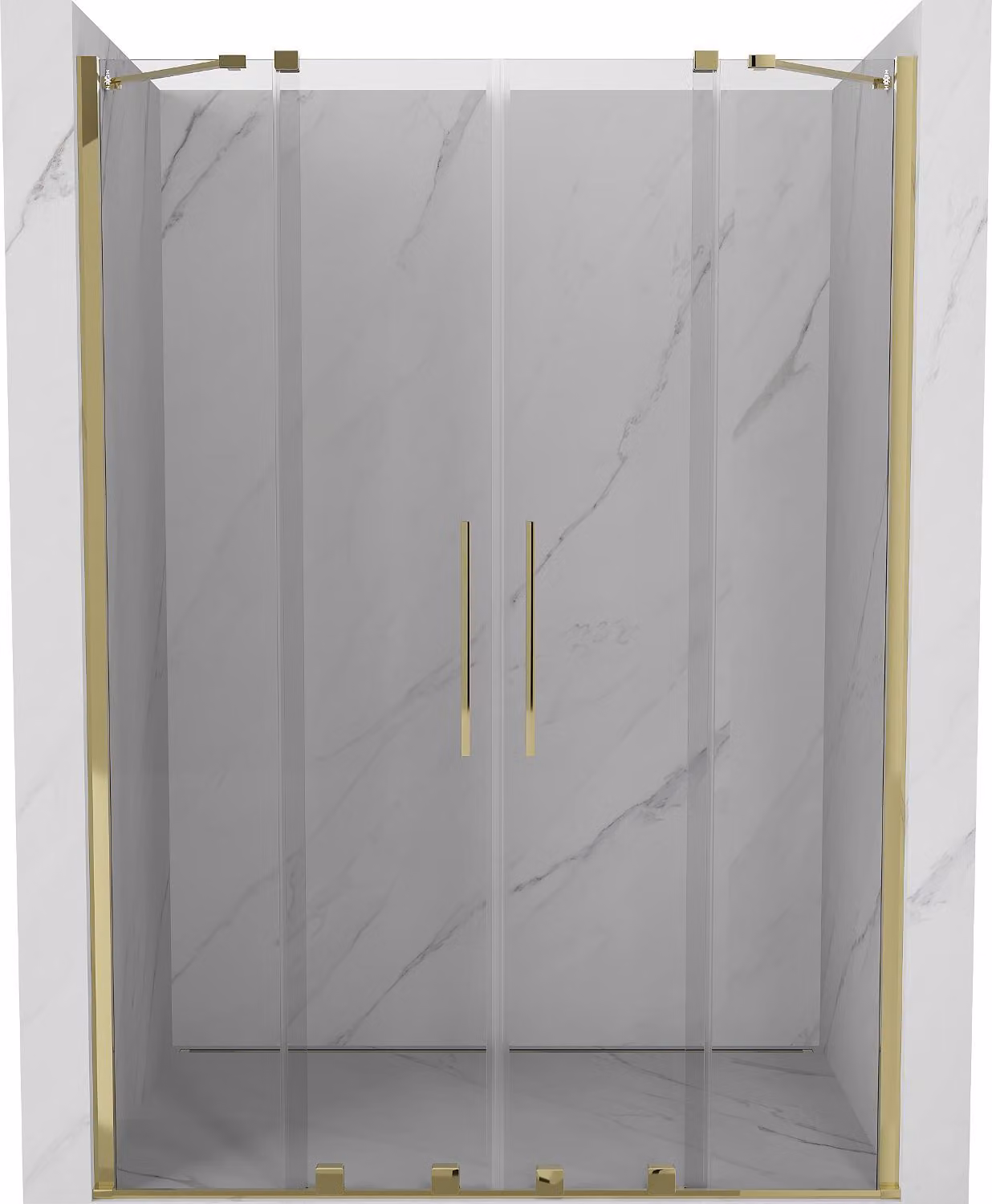Mexen Velar Duo porta doccia scorrevole 140 cm, trasparente, oro - 871-140-000-02-50