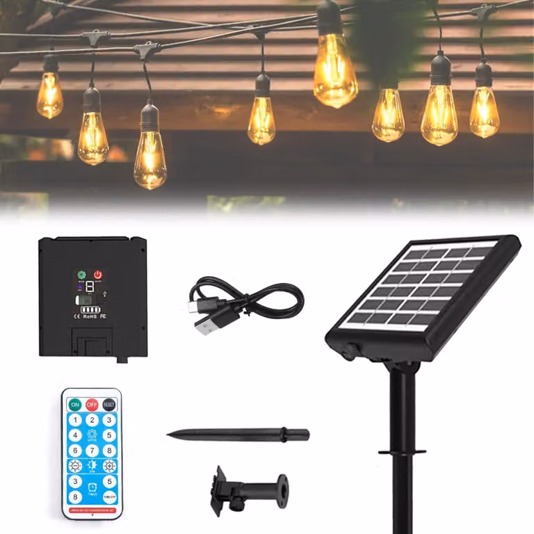 Centralina di controllo per pannelli solari, 1200 mAh, con telecomando e 8 modalità di illuminazione