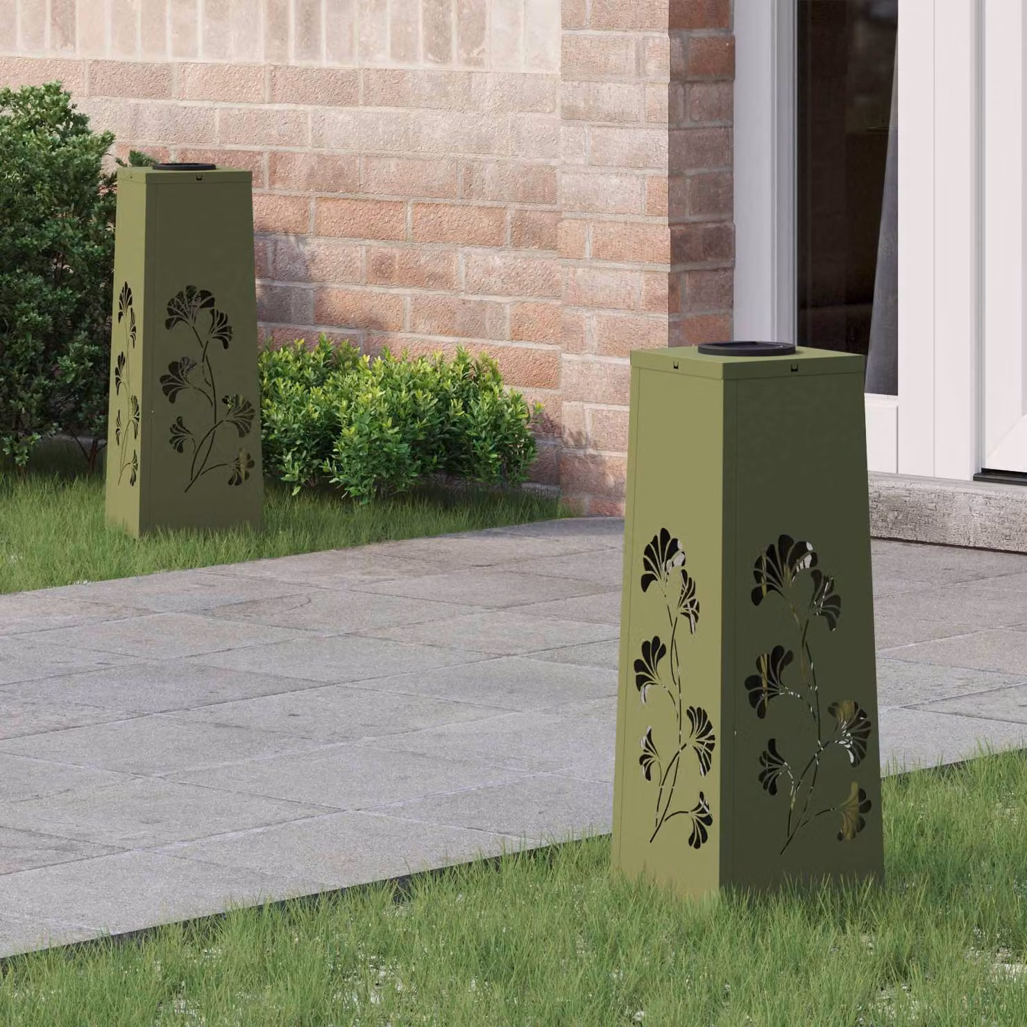 Set di 2 faretti LED solari vidaXL per sentieri e giardino, luce bianco caldo, H x L x P: 50 x 18 x 18 cm