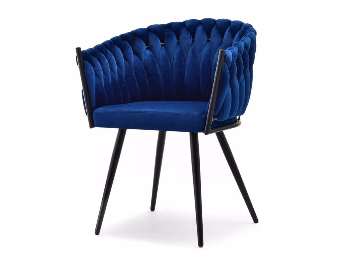Sedia da pranzo imbottita ALMA - blu scuro / nero