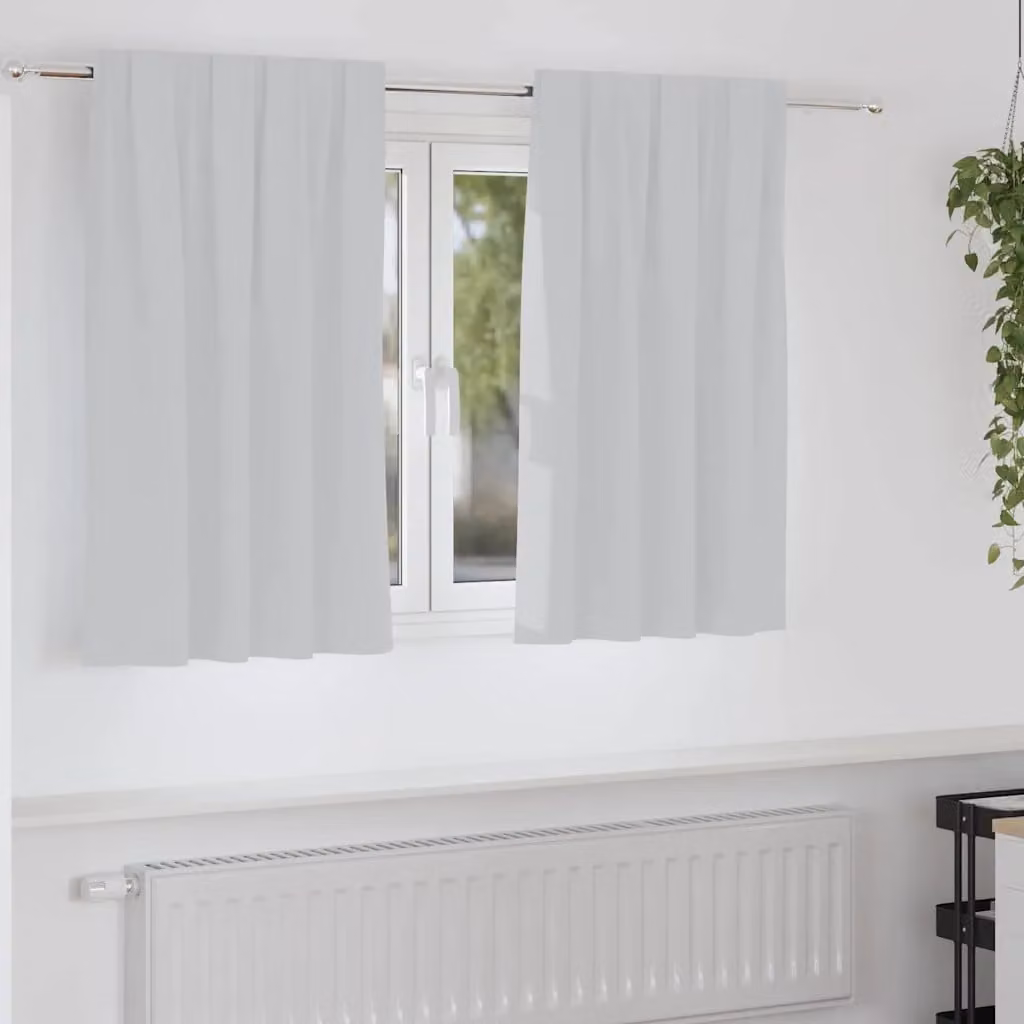 Set di 2 tende blackout vidaXL con anelli in poliestere, colore grigio, L 140 cm x H 140 cm