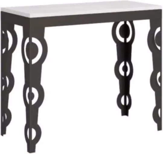 Consolle allungabile 90x40/196 cm Karamay Small Evolution bianco frassino telaio e gambe antracite