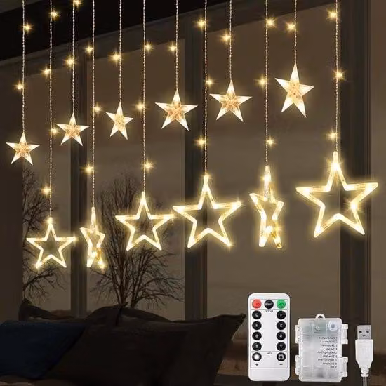 Ghirlanda luminosa da 25 m con 138 LED e 12 modalità - Illuminazione decorativa per finestre, porte e matrimoni (bianco caldo)