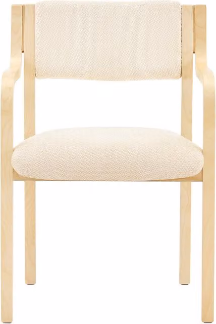 Set di 2 Sedie da Pranzo Scandinavian Style con Braccioli in Legno Curvato e Tessuto Teddy, per Cucina e Soggiorno
