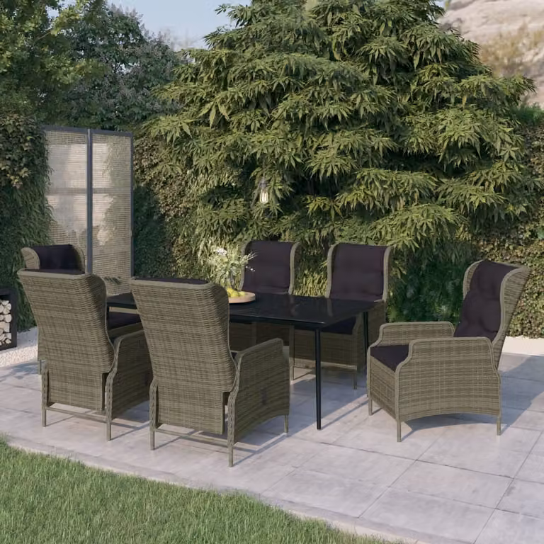 Maison Exclusive - Set da pranzo da giardino, 7 pezzi, marrone