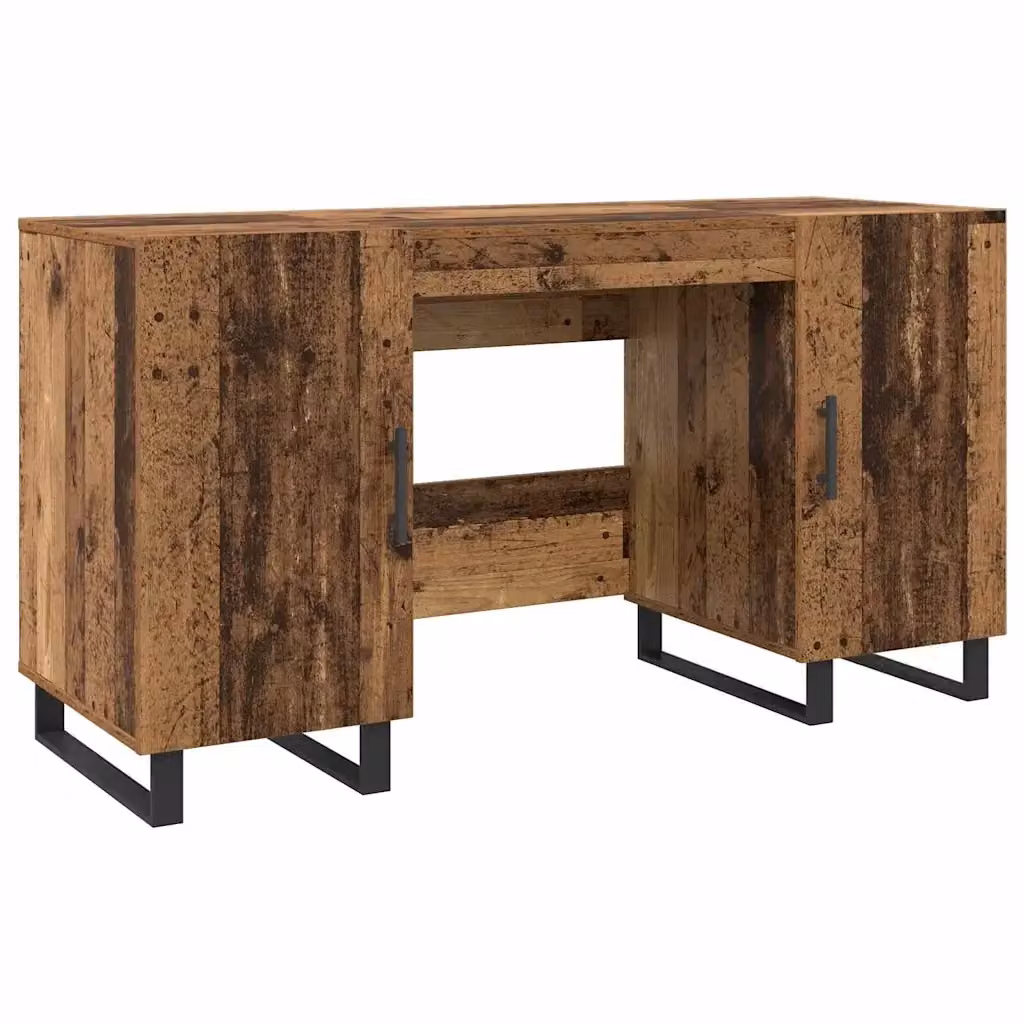Scrivania da ufficio vidaXL in legno e metallo marrone L: 140 cm, P: 50 cm, H: 75 cm – 2