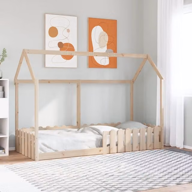 Giroletto Casetta per Bambini-Struttura Letto Bambini 80x200 cm Legno Massello di Pino 595242
