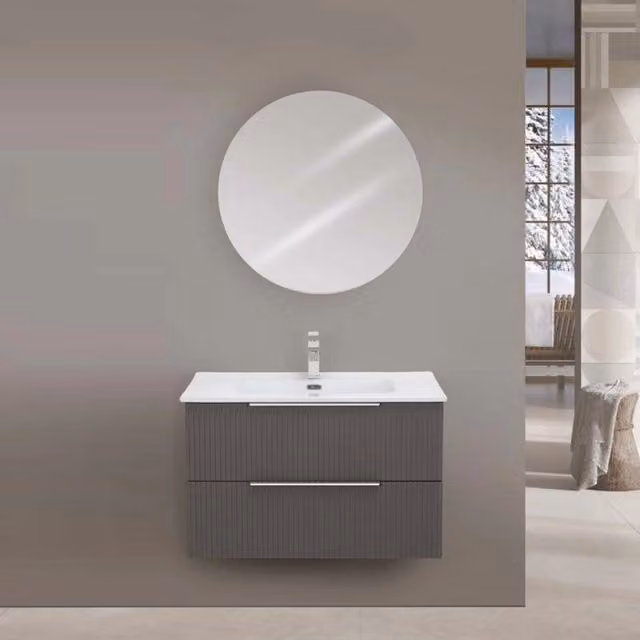 MOBILE BAGNO BURANO 80CM GRIGIO CANNETTATO