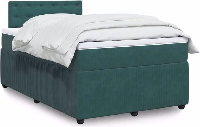 Maison Exclusive - Letto boxspring con materasso verde scuro 120x190 cm velluto