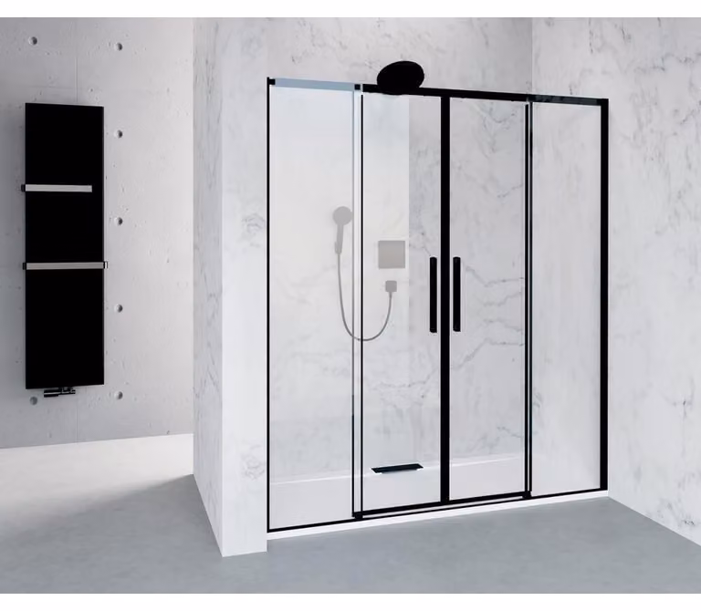 Porta scorrevole ALTIS BLACK 1670-1710 mm, altezza 2000 mm, vetro trasparente