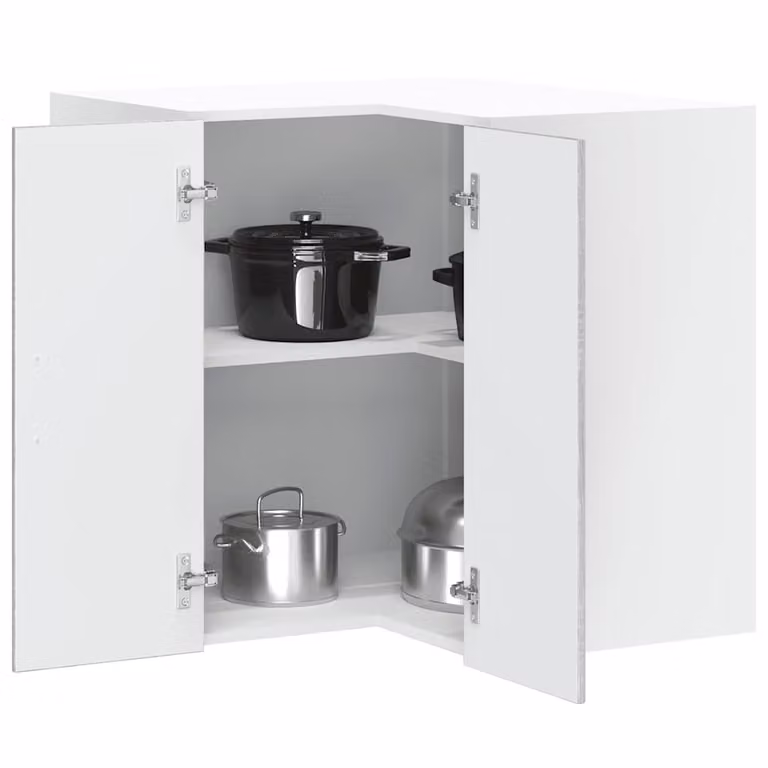 Pensile da cucina ad angolo moderno vidaXL in MDF bianco e grigio con ante a battente e ripiani interni