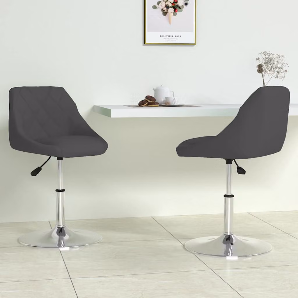 Set di 2 sedie da pranzo girevoli vidaXL in velluto nero con base moderna
