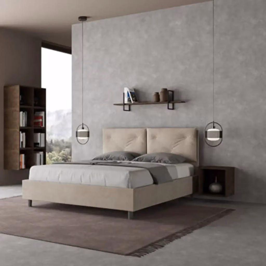 Letto matrimoniale contenitore Appia Ityhome imbottito in microfibra colore sabbia L/P: 160 x 200 cm – 2