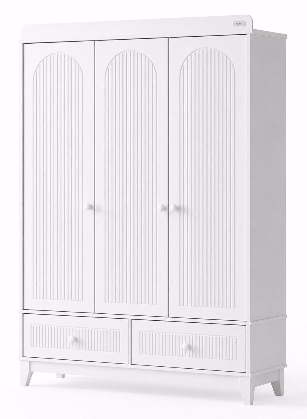 Armadio moderno bianco in stile scandinavo, con cassetti