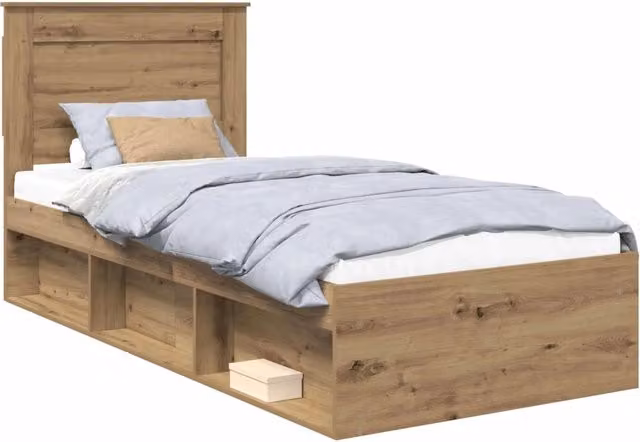 Letto singolo | Letto per adulti | Struttura del letto con testiera Rovere Artigianale 75 x 190 cm