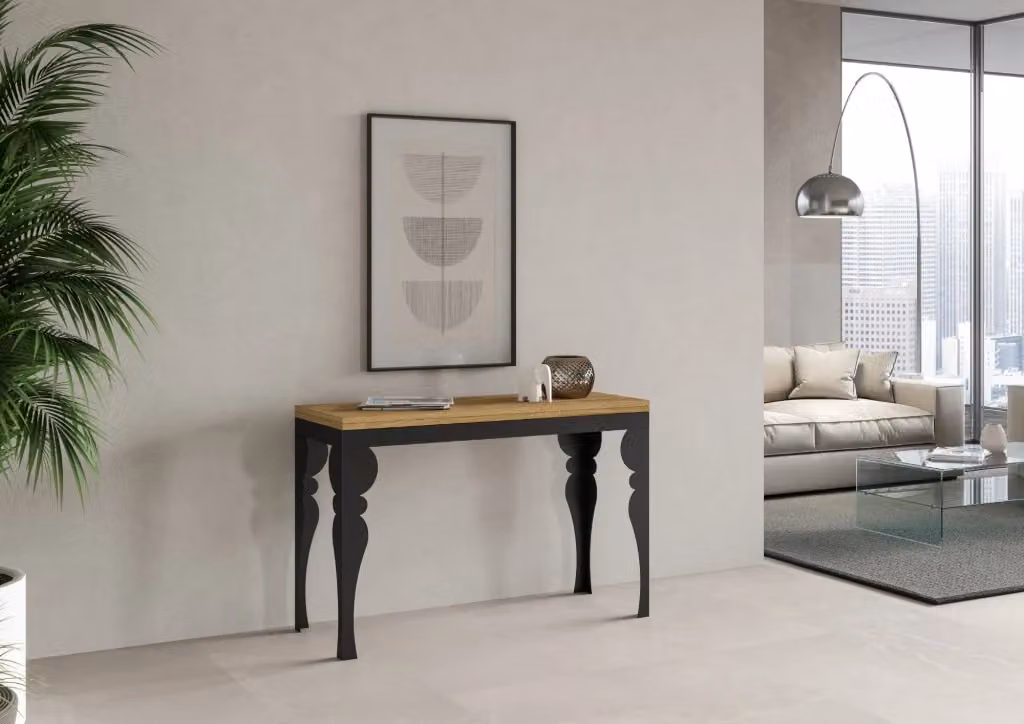 Tavolo apribile Paxor Double in rovere naturale con telaio antracite L: 120 cm, P: 45-90 cm, H: 80 cm – 2