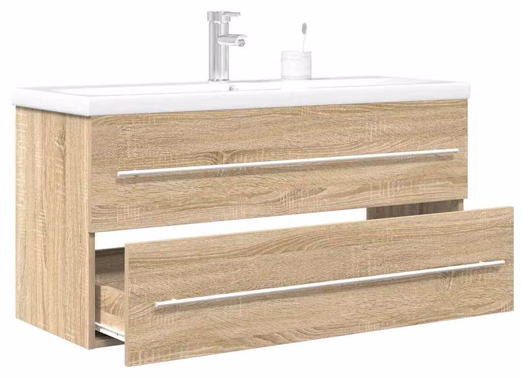 Mobile da bagno - Mobile lavabo - Armadietto da bagno - Mobile a parete - Set di mobili da bagno in legno effetto Sonoma
