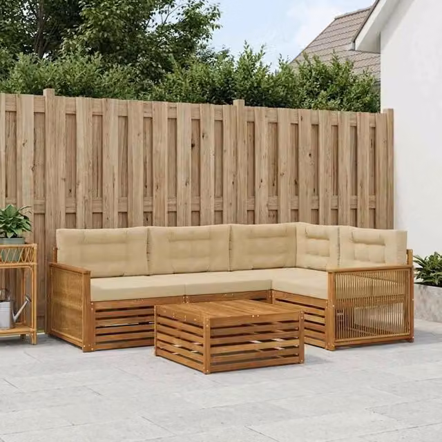 Set di divani da esterno 5 pz Naturale e Beige 3383331