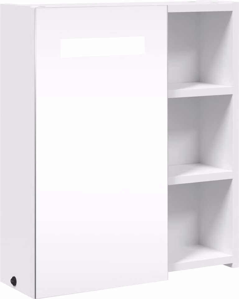 Armadietto Bagno con Specchio e LED Bianco 45x13x52 cm