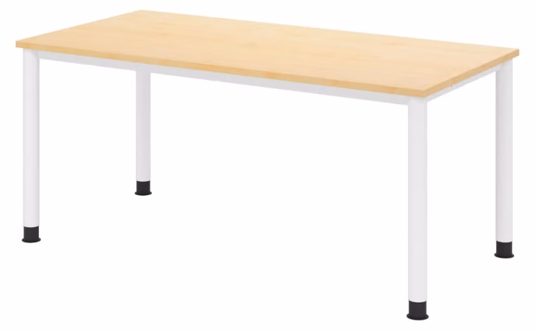 Scrivania bümö Serie H - Finitura: acero, Dimensioni: 160 x 80 cm, Struttura: bianco