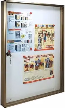 Bacheca Porta Avvisi Alubox in Alluminio Bronzato per 4 fogli A4, L: 55 cm, H: 73 cm, P: 5 cm