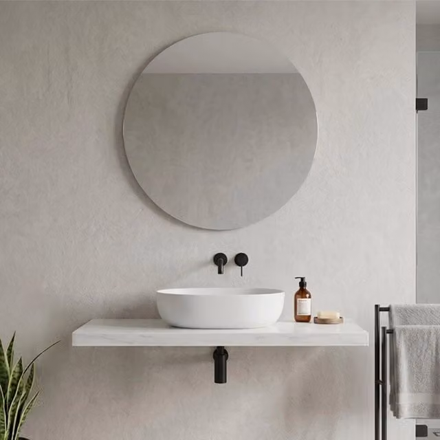 Mensolone da bagno INBAGNO in legno effetto marmo bianco carrara Levia, L: 120 cm